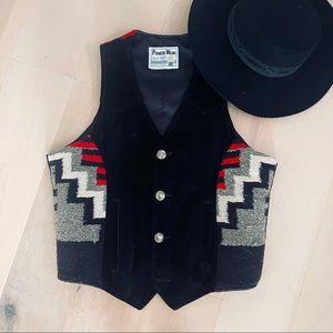 Vintage Pioneer Wear Suede Blanket Vest/Unisex Western Wear Southwestern wear